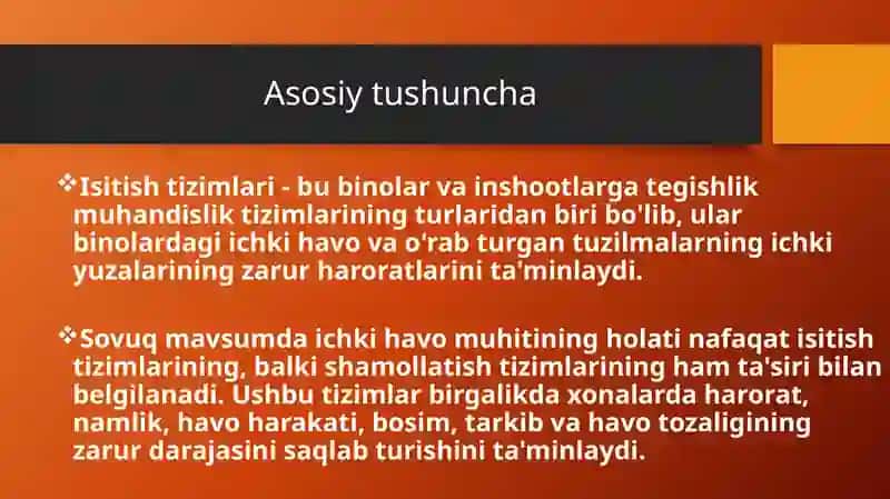Isitish tizimlarining turlari 2