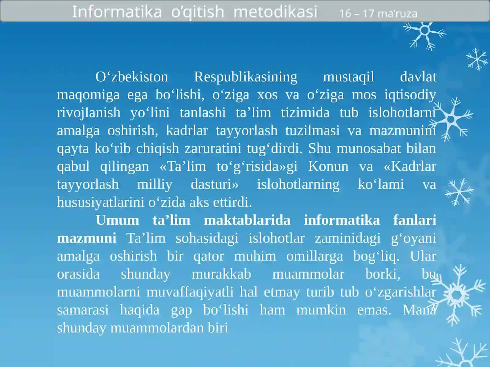 Uzluksiz tizimida Informatika va axborot texnologiyalari fanlarining mazmuni.O‘rta maxsus kasb-hunar ta’limida Informatika va axborot texnologiyalari fanining mazmuni 2