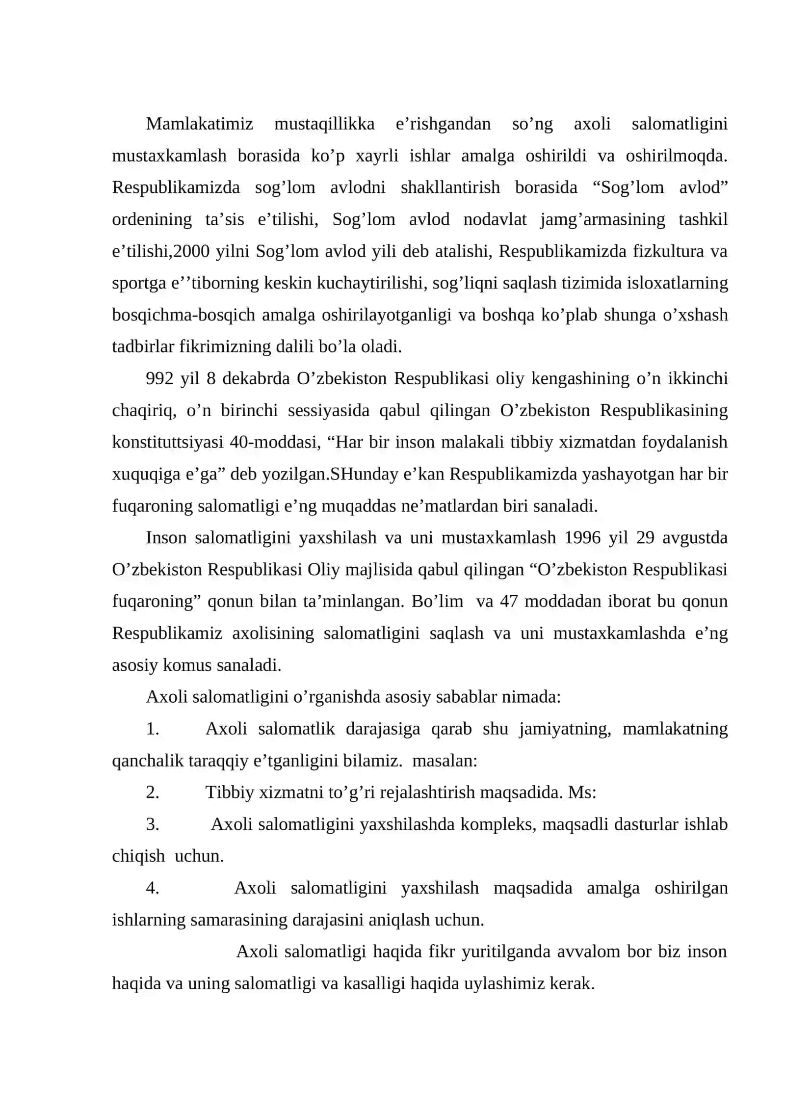 Axoli salomatligi ko`rsatkichlari 2