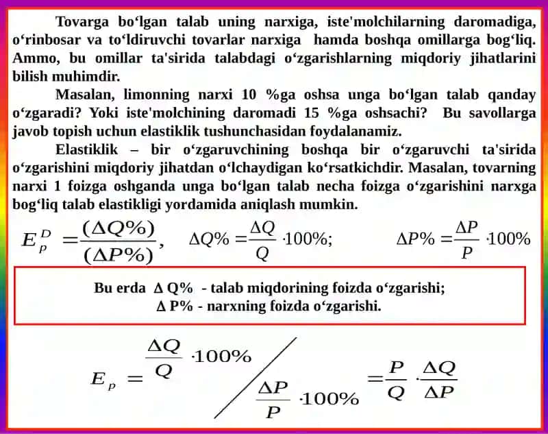 Talab va Taklif Elastikligi 2