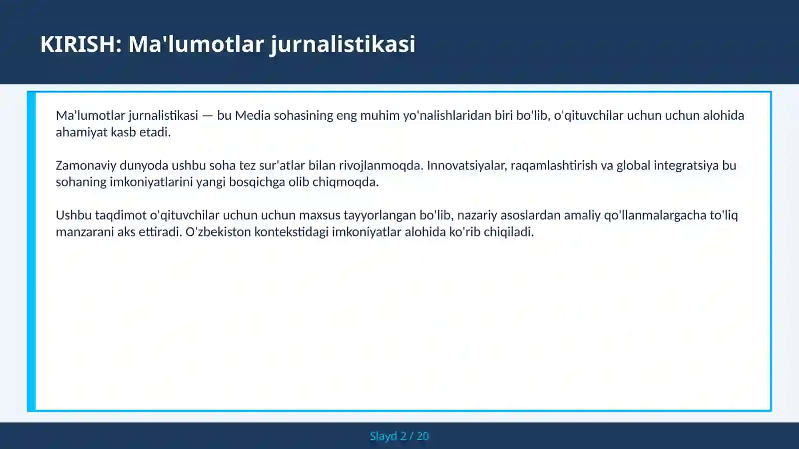 MA'LUMOTLAR JURNALISTIKASI 2