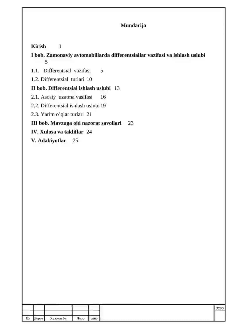 Zamonaviy avtomabillar differentsiali 2
