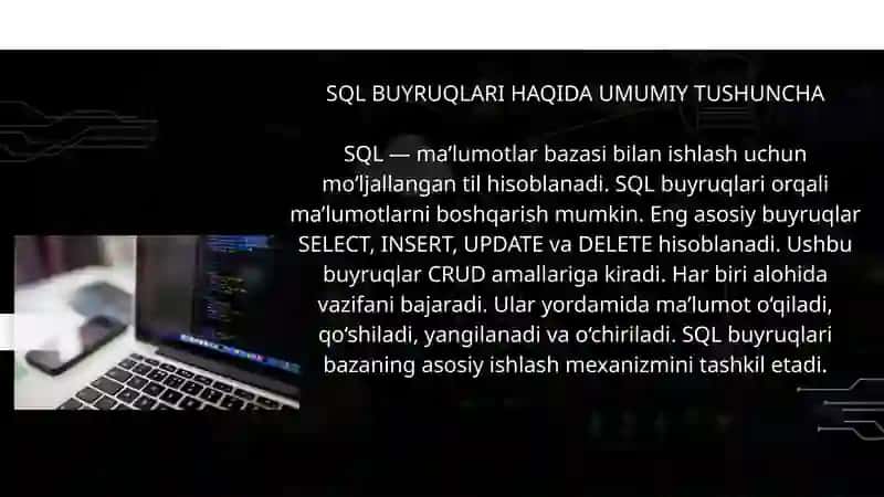 SELECT, INSERT, UPDATE, DELETE ISHLATILISHI 2