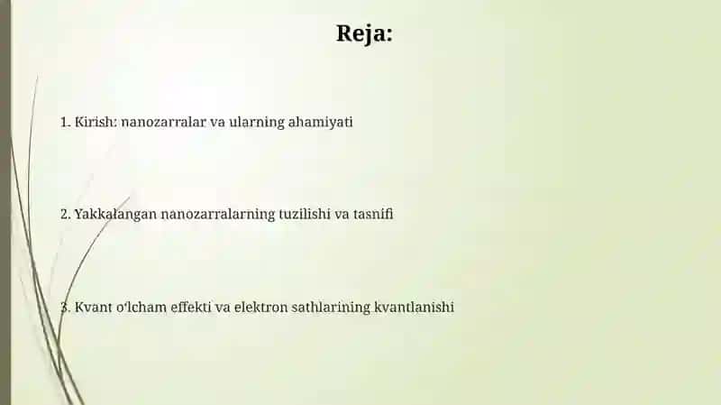 Yakkalangan nanozarracha xossalari 2