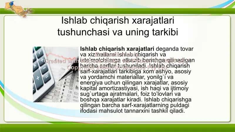 Xarajatlar faoliyat turlari, javobgarlik markazlari kalkulatsiya moddalari bo’yicha tahlili 2