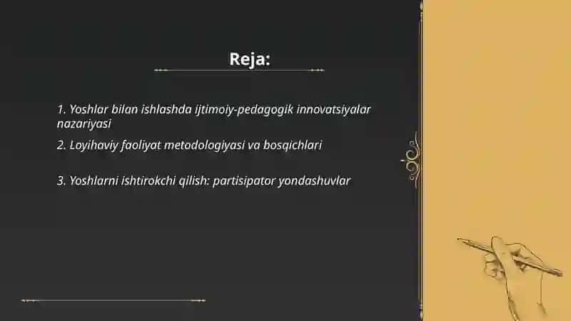 Yoshlar bilan ishlashda ijtimoiy pedagogik inavatika va loyihaviy faoliyat 2