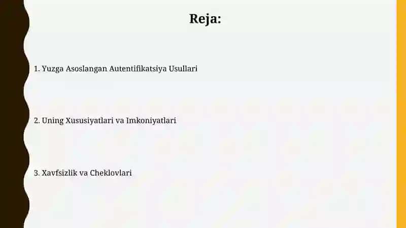 Yuzga Asoslangan Autentifikatsiya Usullari 2