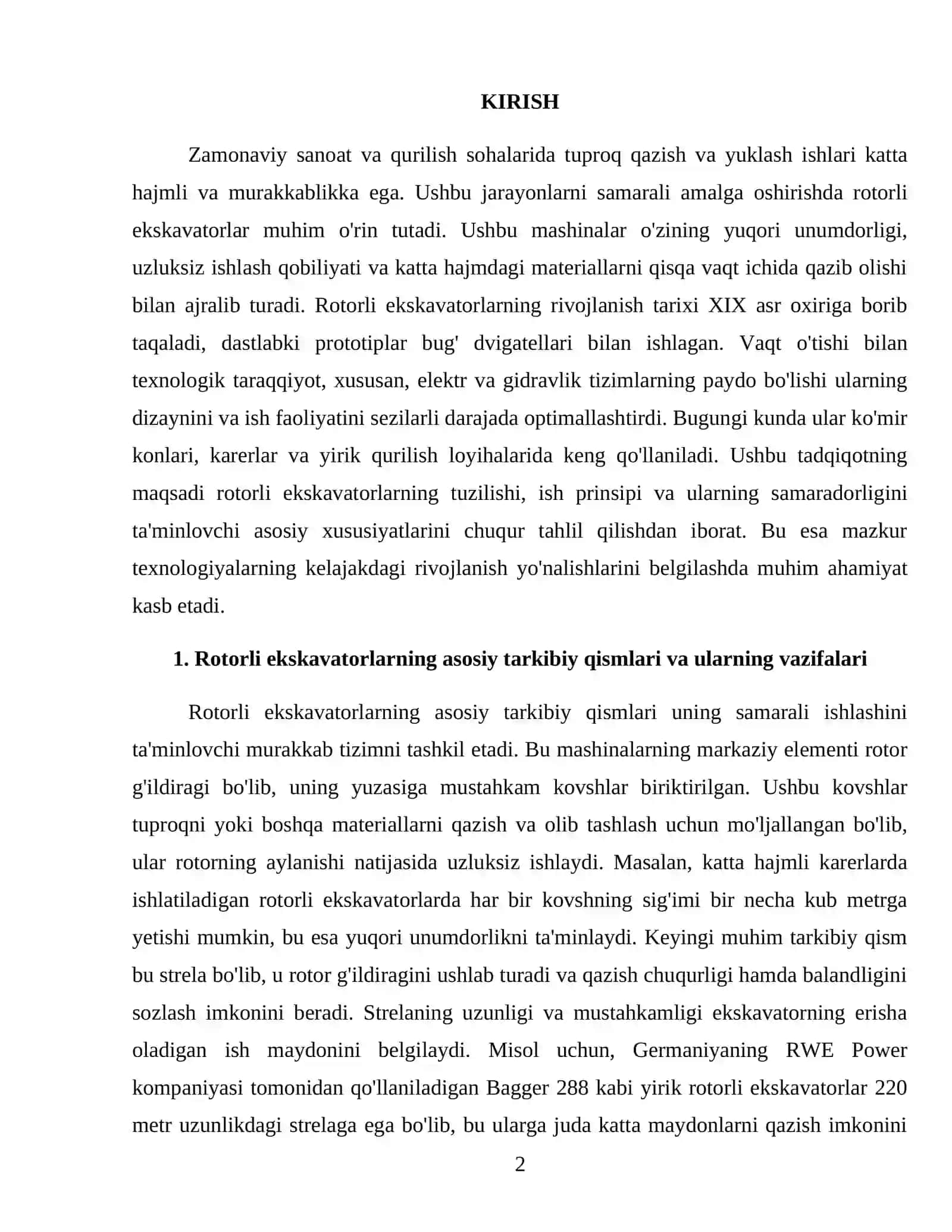Rotorli ekskavatorlar tuzilishi va ishlash prinsipini 2