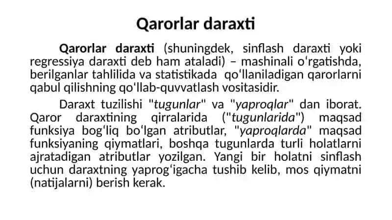 Qarorlar daraxti 2