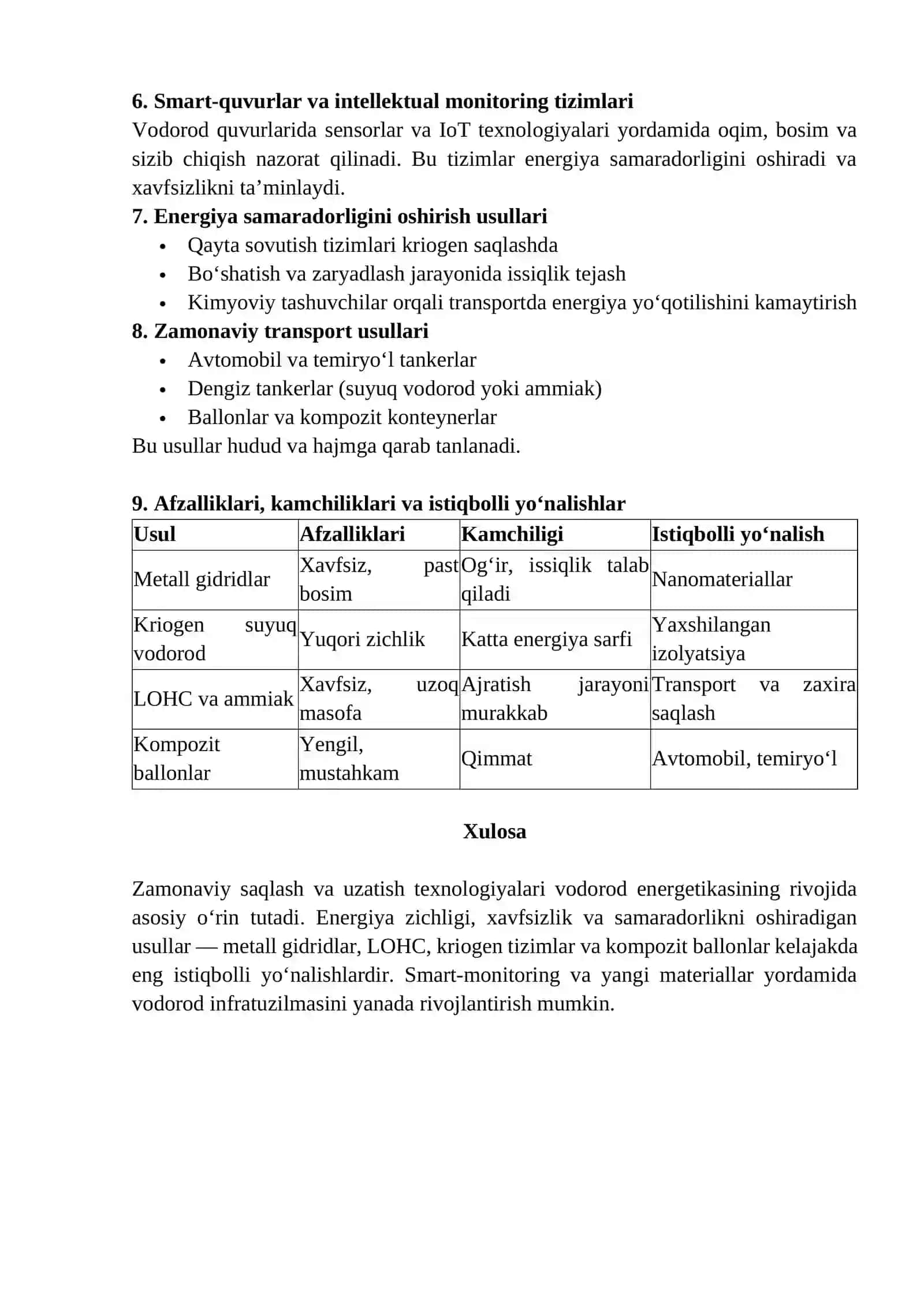 VODORODNI SAQLASH VA UZATISHNING ZAMONAVIY USULLARI 2