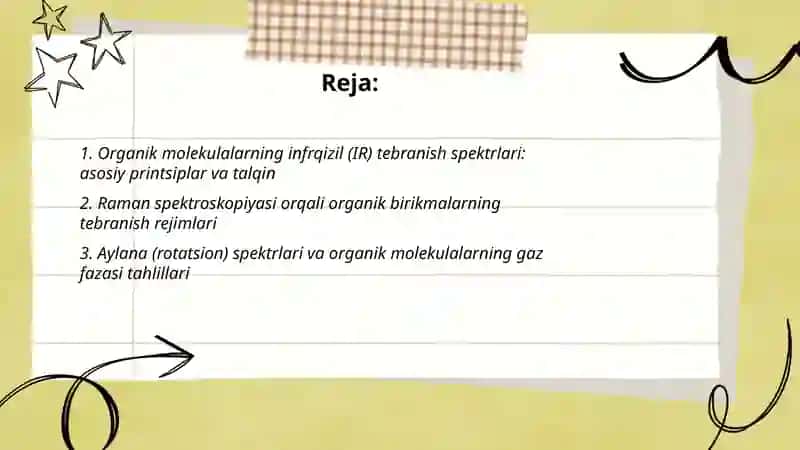 Organik molekulalarning tebranma va aylana spektrlari 2