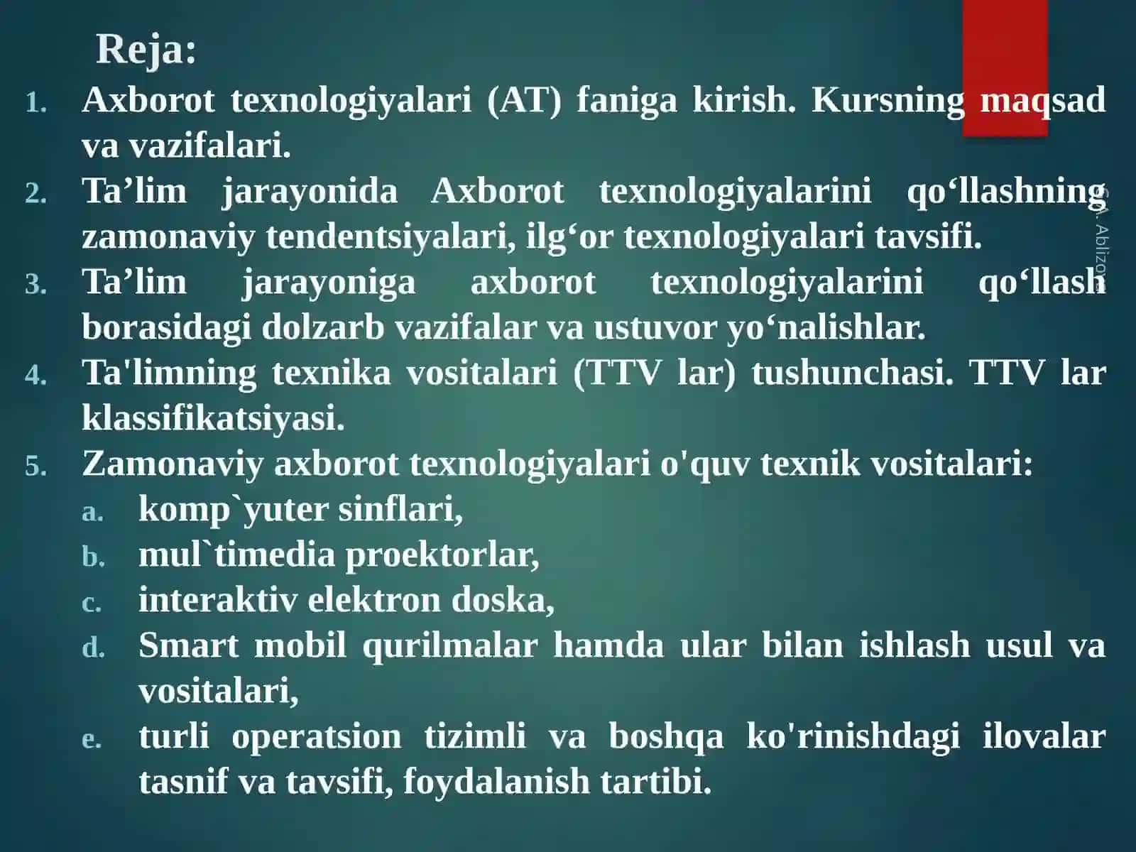 Zamonaviy O'quv-Texnik Vositalari 2