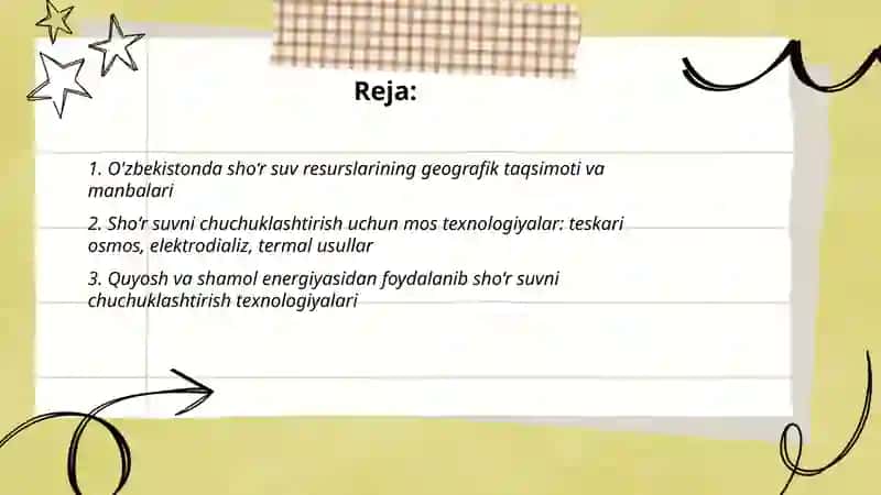 O'zbekiston sharoitida sho‘r suvlarni chuchuklashtirish g‘oyasini yaratish 2