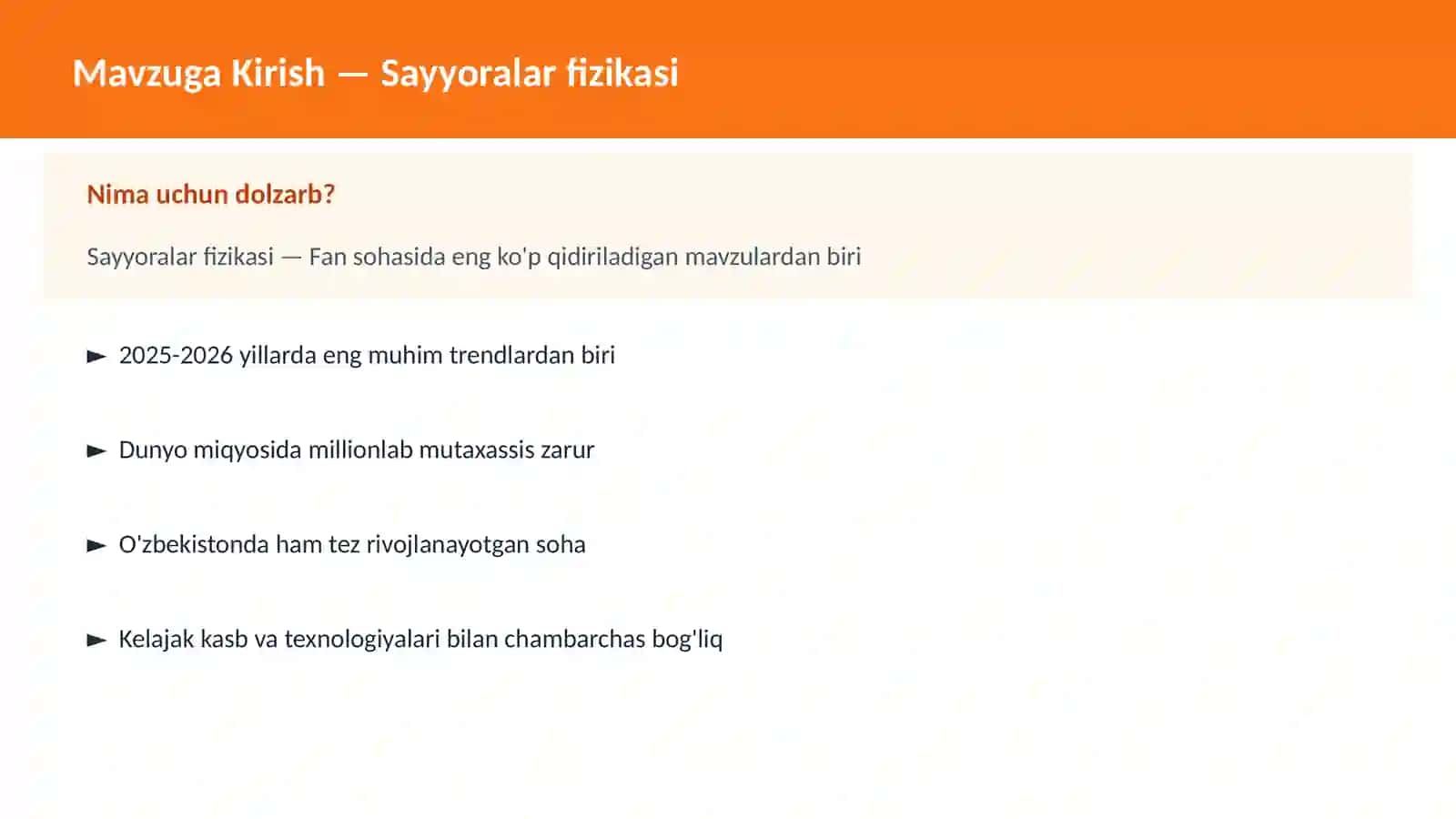 Sayyoralar fizikasi 2