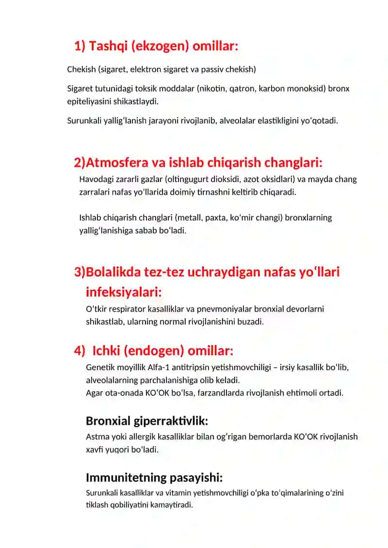 Kronik obstruktiv o‘pka kasalligi (KO‘OK) 2