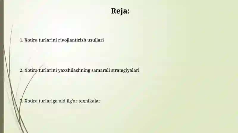 Xotira turlarini rivojlantirish ushullari 2