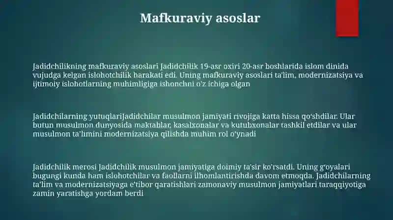 Jadidlarning GʻOyaviy Asoslari Va Yutuqlari 2