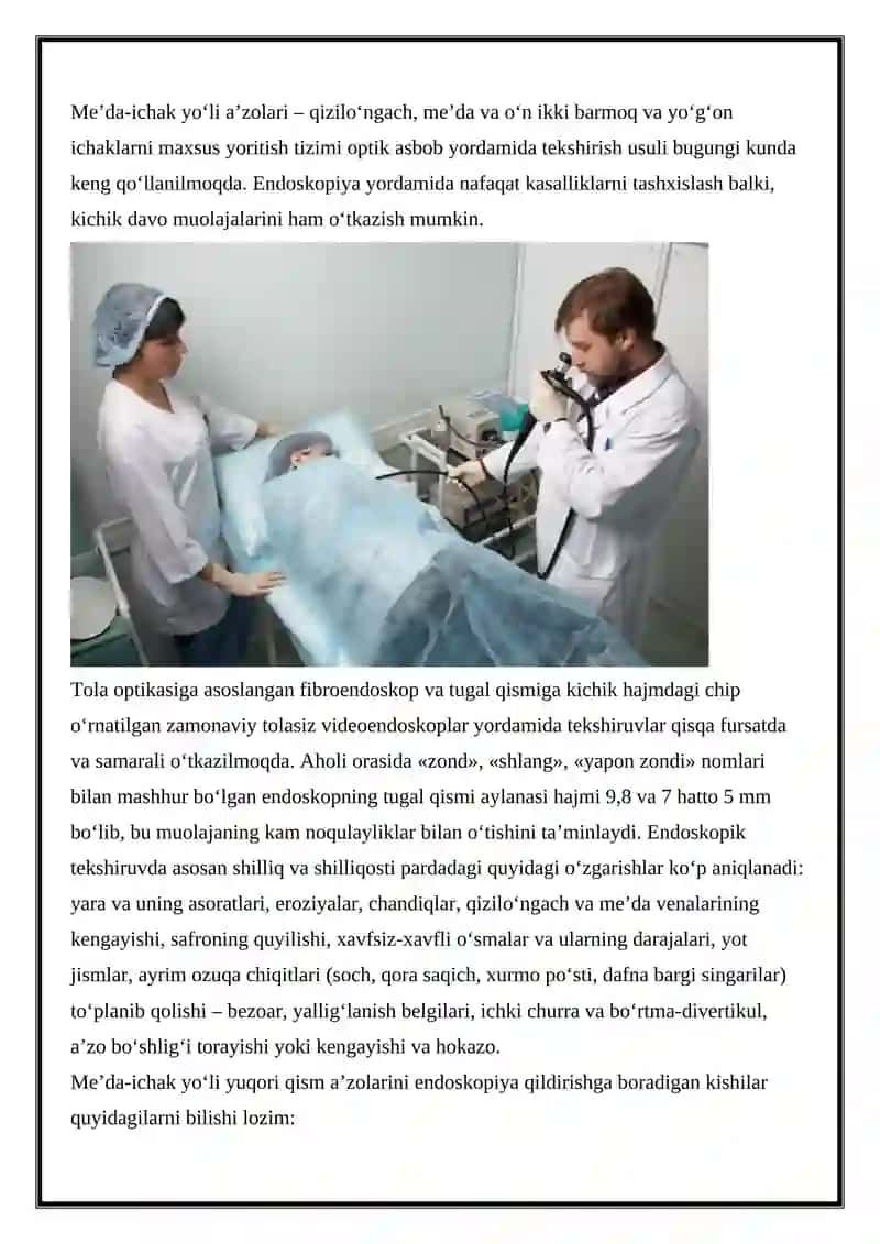 TIBBIYOTDA ENDOSKOPIK USULLARNI QOLLANISHI 2