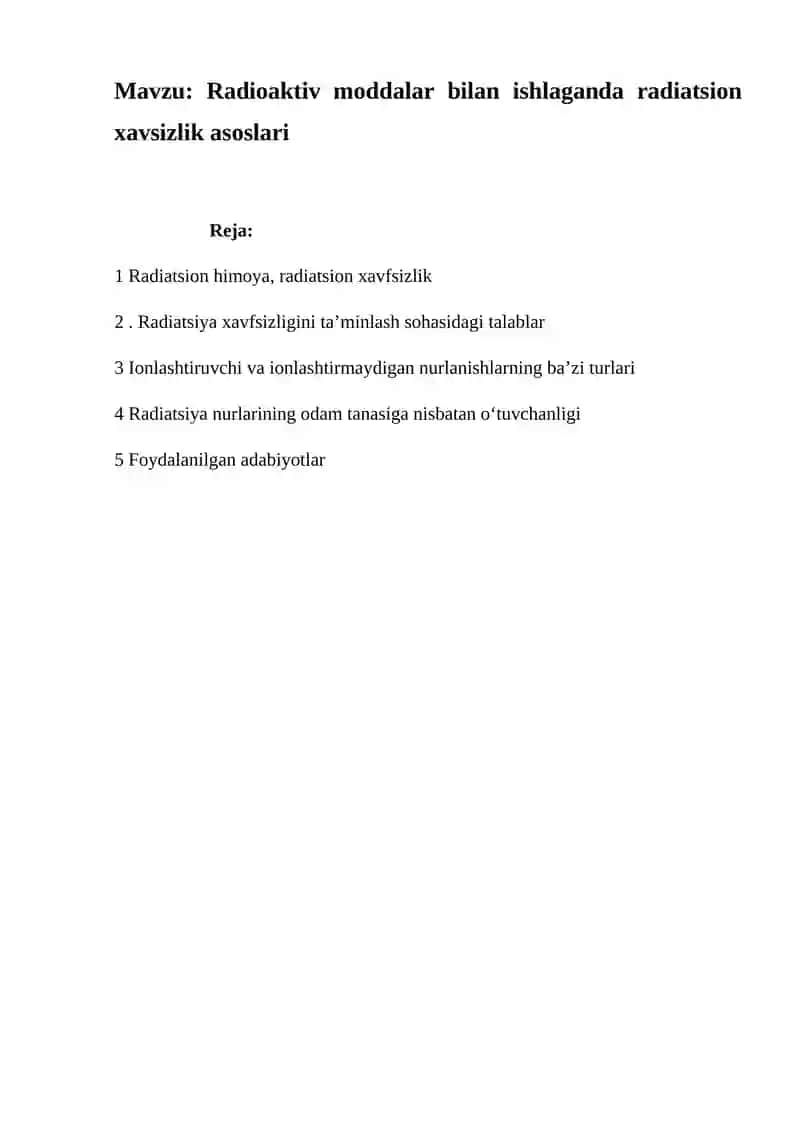Radioaktiv moddalar bilan ishlaganda radiatsion xavsizlik asoslari 2