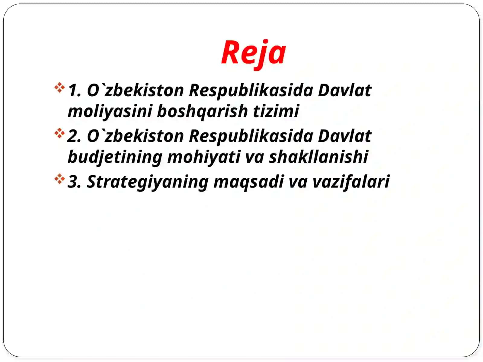 O`zbekistonning Davlat Moliyasi 2