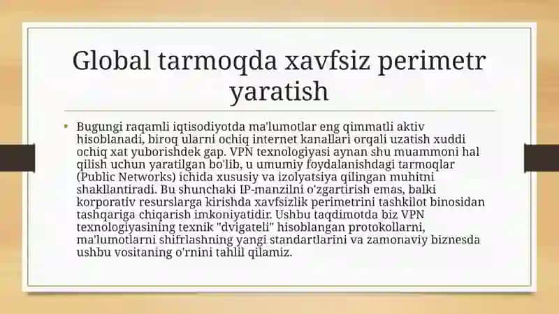 Himoyalangan virtual xususiy tarmoqlar VPN virtual private network 2