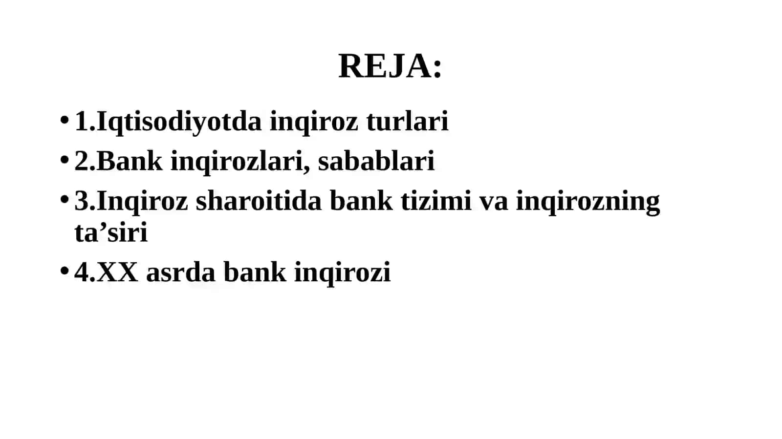 BANKDAGI KRIZISLAR VA BANK INQIROZLARI 2