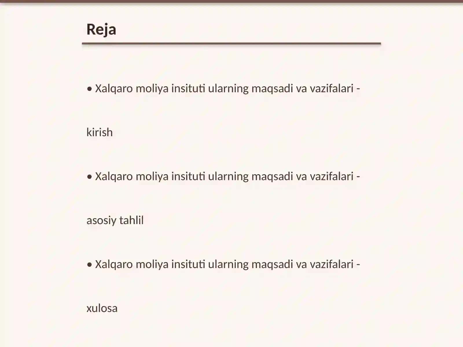 Xalqaro moliya insituti ularning maqsadi va vazifalari 2