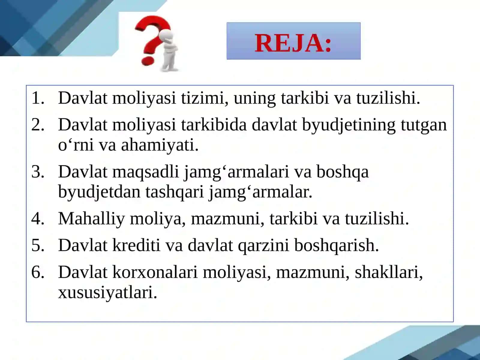 DAVLAT MOLIYASITIZIMI 2