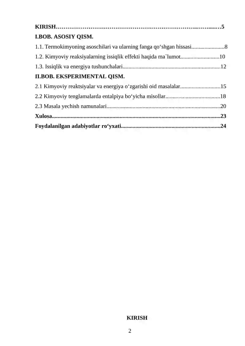 Kimyoviy reaksiyalarning issiqlik effektlariga oid masalalarni yechish 2