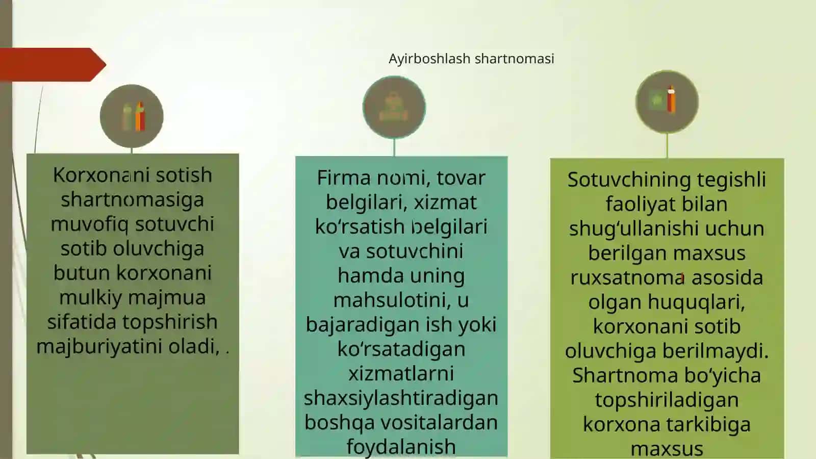 Korxonani sotish. Ayirboshlash shartnomasi 2