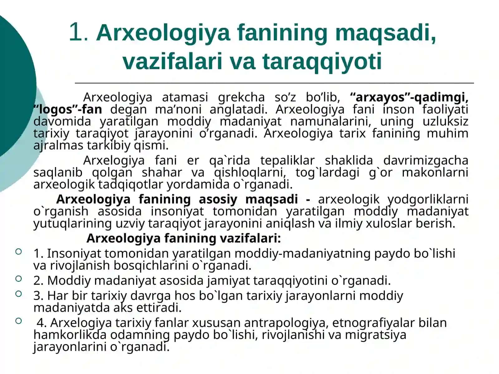 Arxeologiya fani va uning vazifalari 2