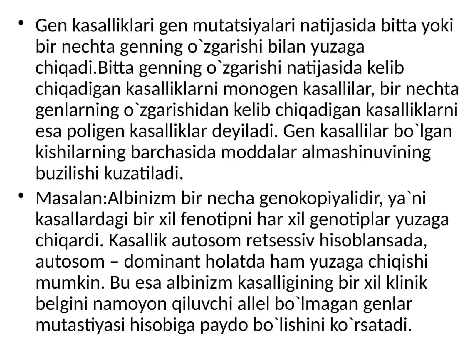 Gen kasalliklari.Fenilketonuriya 2
