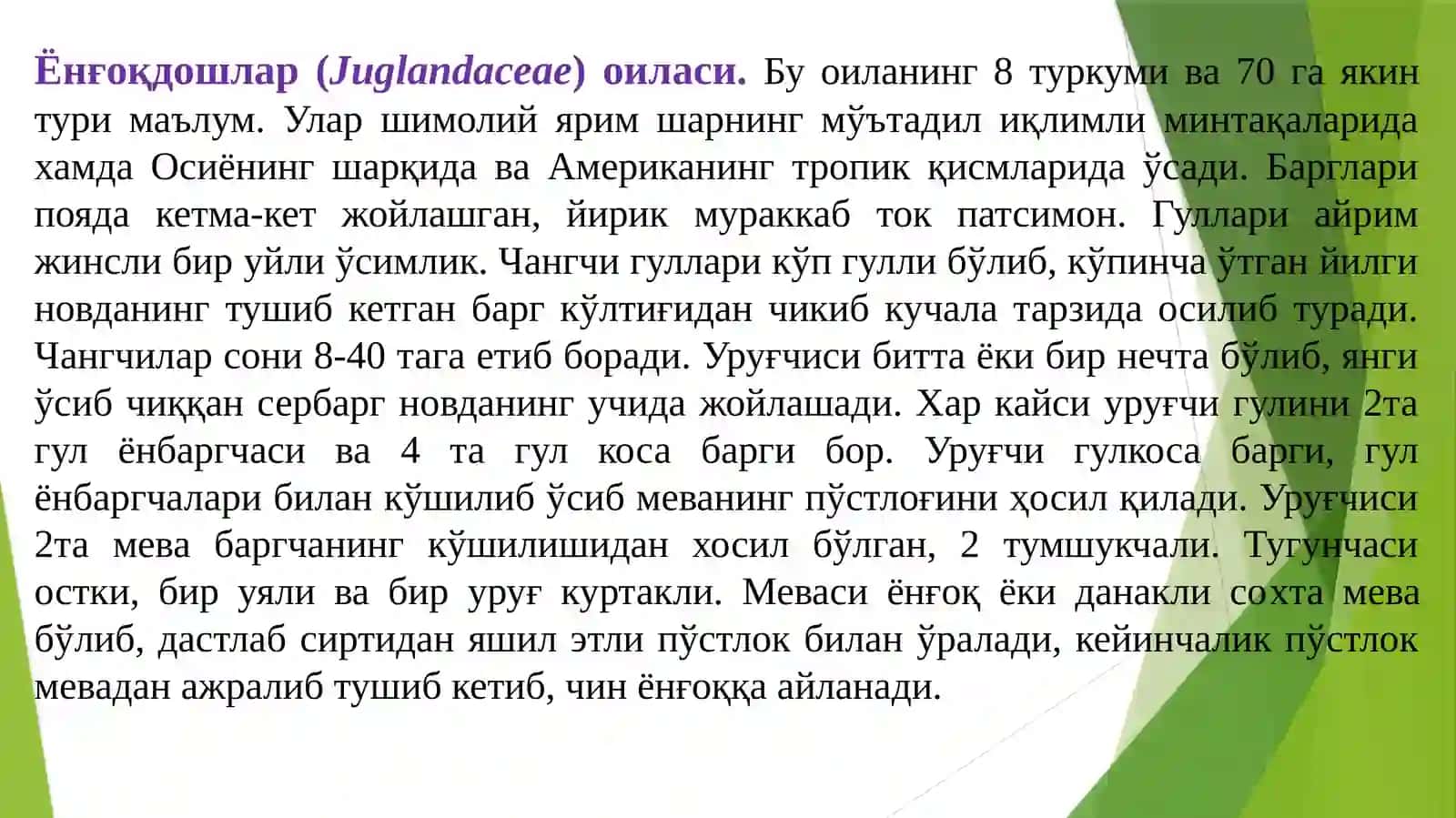 Ёнғоқдошлар (Juglandaceae) oиласи 2