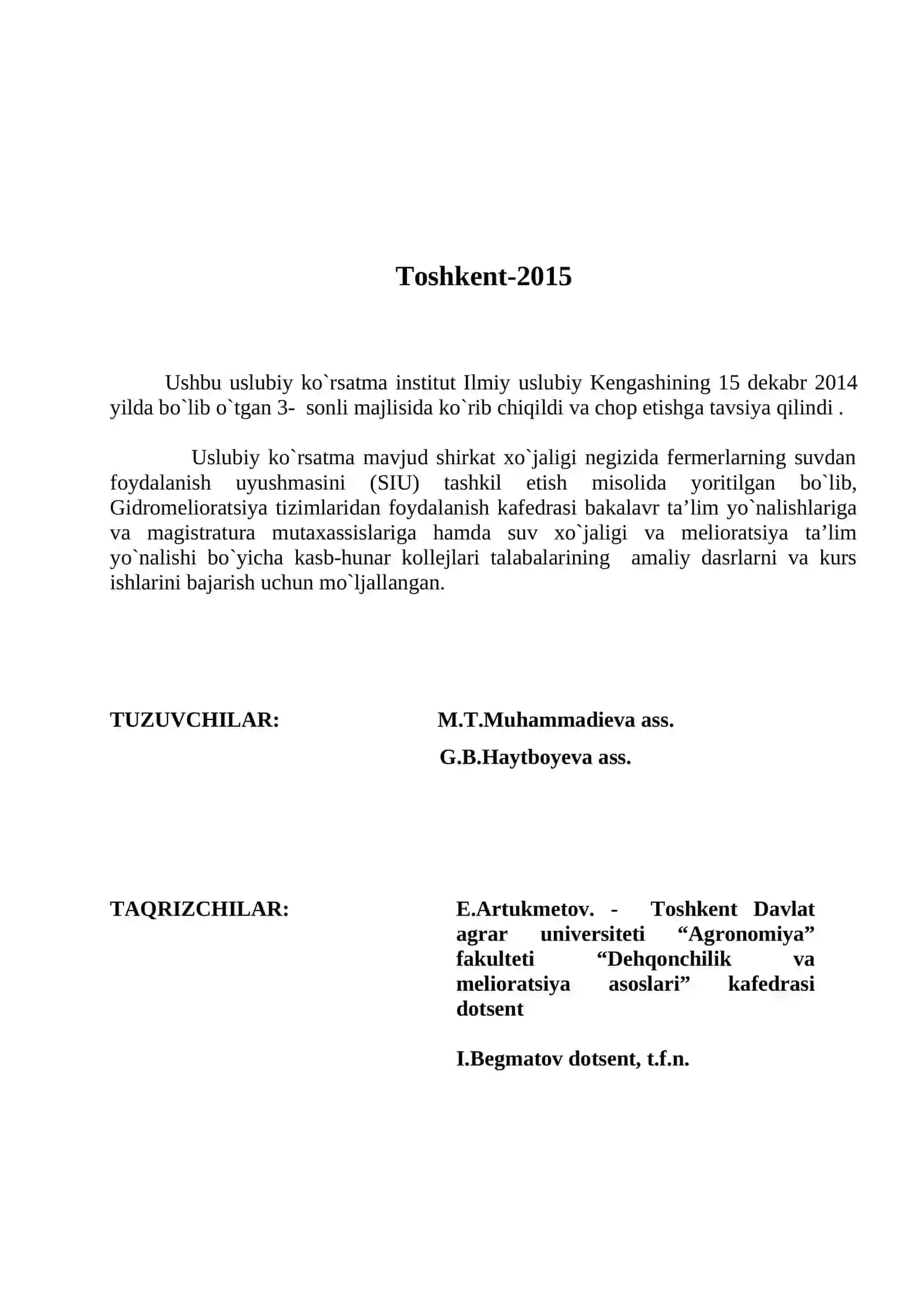 GIDROMELIORATSIYA ТIZIMLARIDAN FOYDALANISH 2
