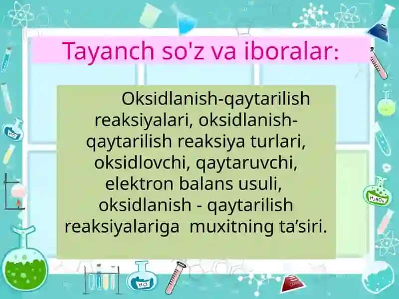 Oksidlanish-qaytarilish reaksiyalari 2