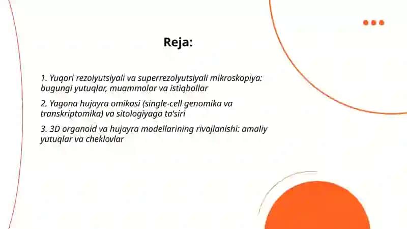 Bugungi kunda sitologiya fanining yutuqlari muammolari va istiqbollari 2