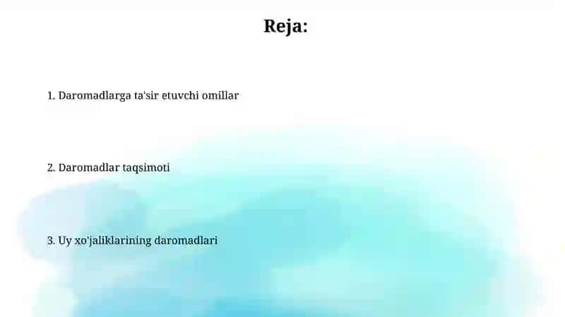 Daromadlarga ta'sir etuvchi omillar 2