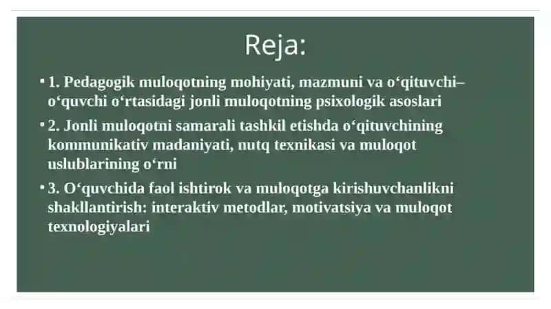 O‘qituvchi va o‘quvchi o‘rtasida jonli muloqotni tashkil etish 2