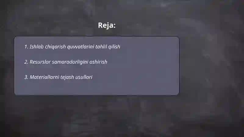 Ishlab chiqarish rezervlarini aniqlash 2