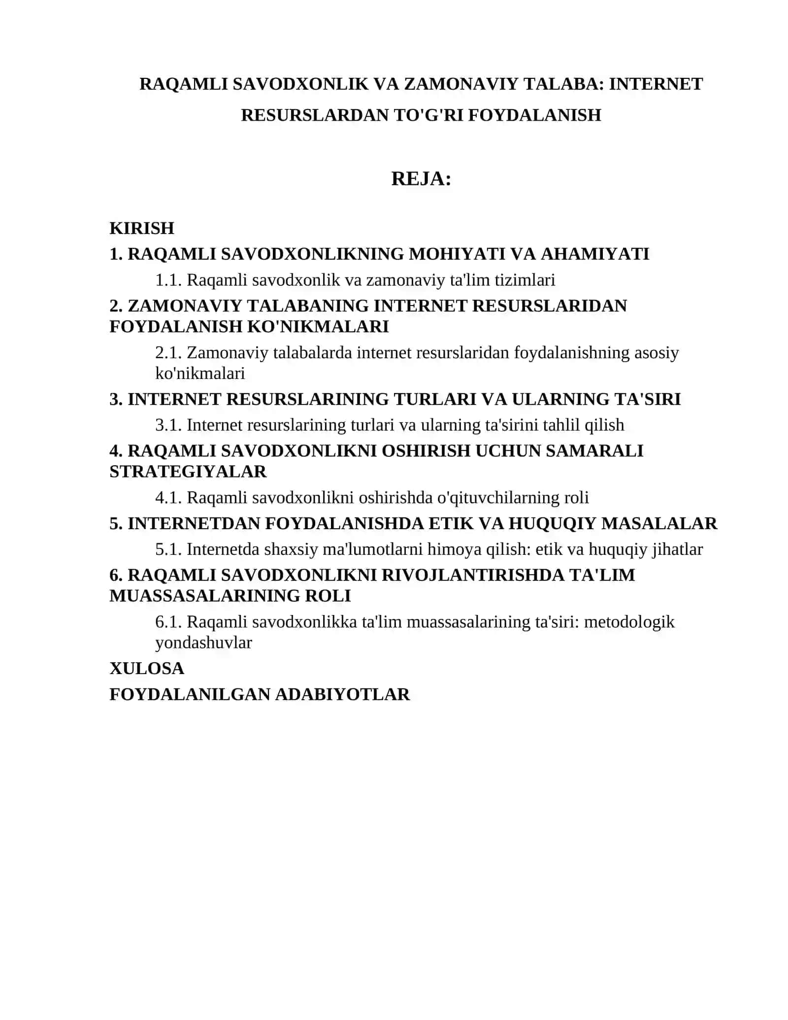 RAQAMLI SAVODXONLIK VA ZAMONAVIY TALABA: INTERNET RESURSLARDAN TO'G'RI FOYDALANISH 2