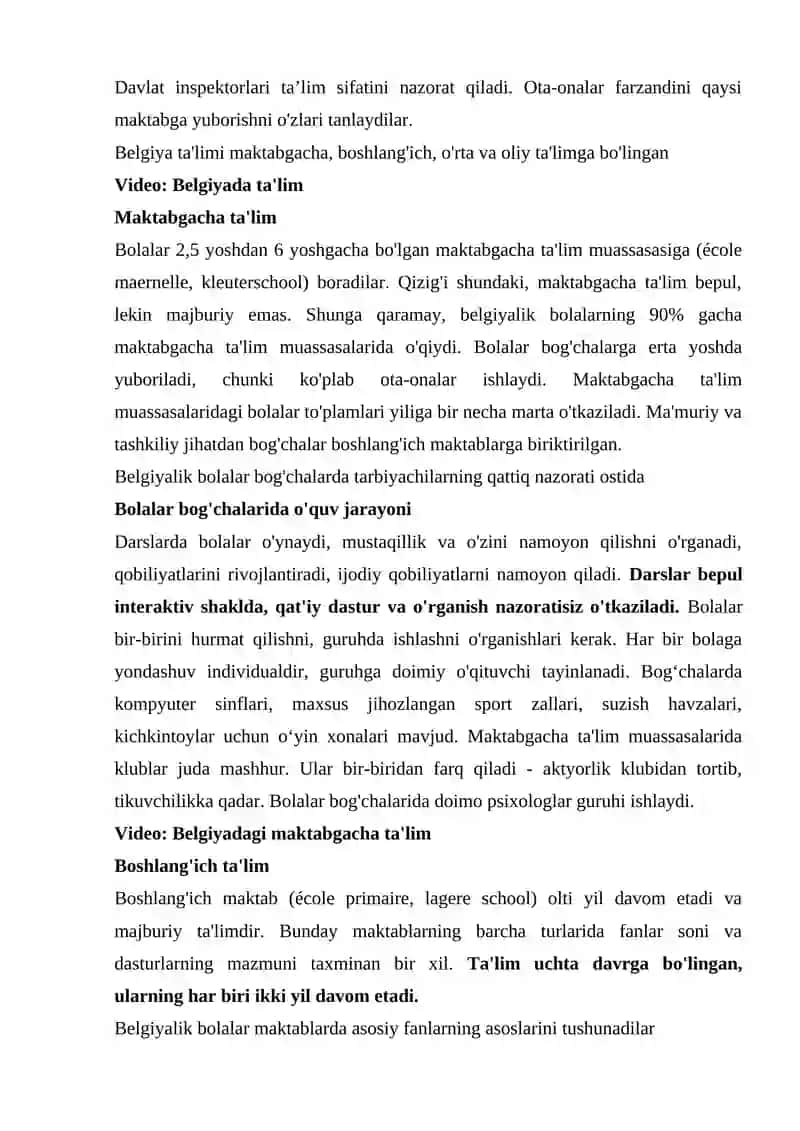 BELGIYA TA'LIM TIZIMI 2
