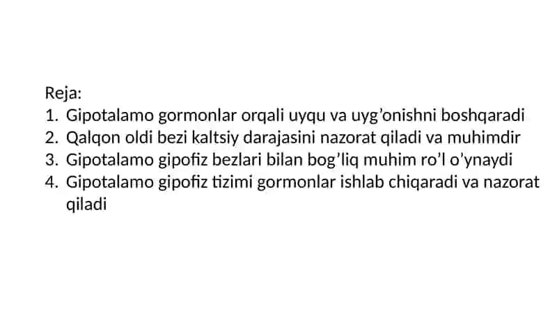 Endokrin bezlar fiziologiyasi. Gipotalamo-gipofiz tizimi. 2