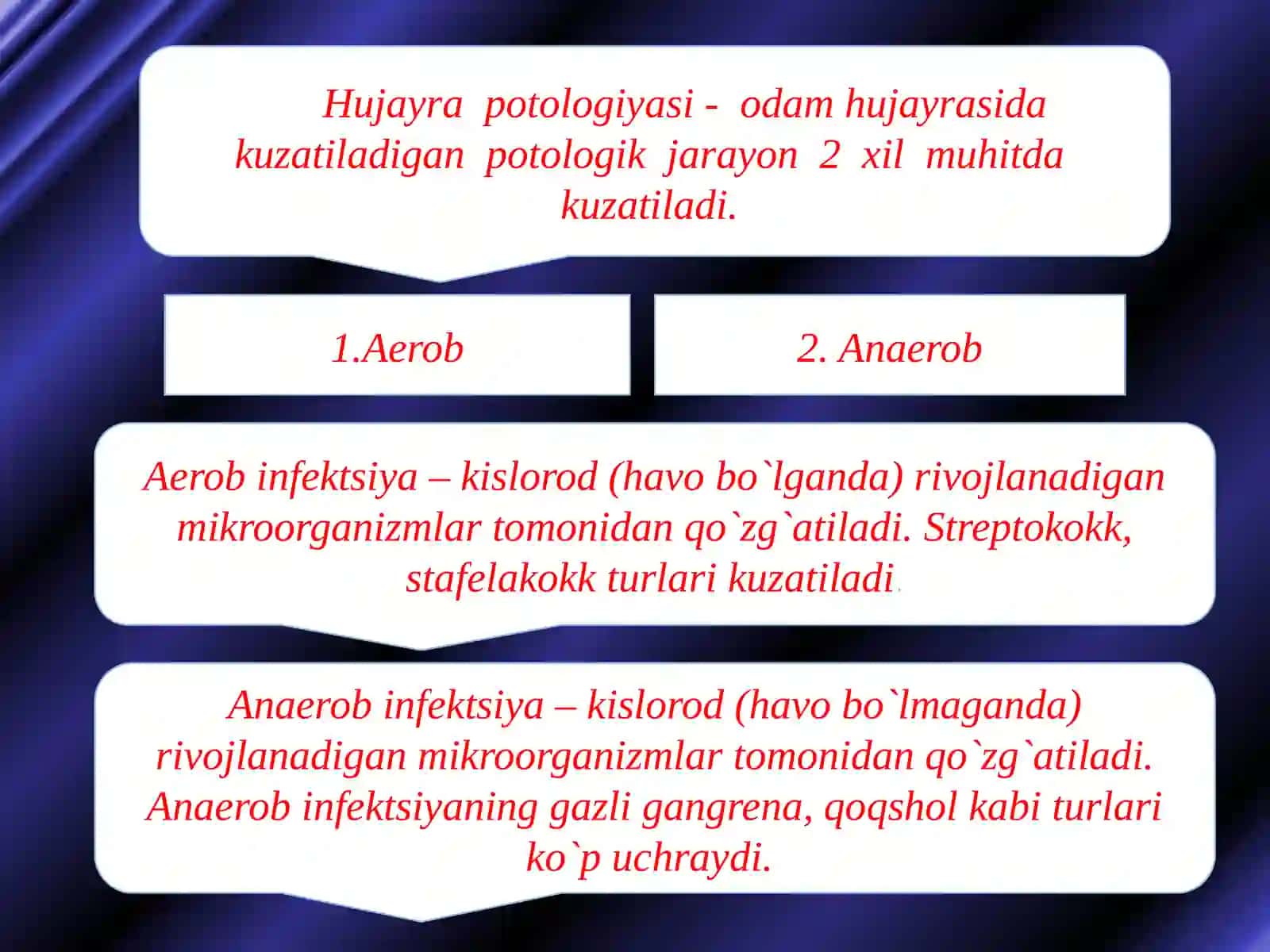 Hujayra potologiyasi. Aerob va anaerob infeksiyalar 2