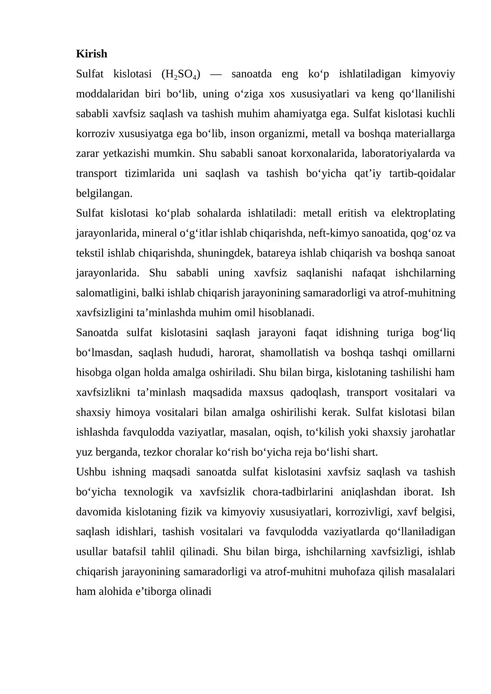 Sulfat kislotasi sanoatda saqlash va tashish 2
