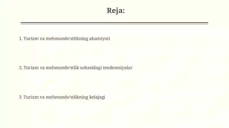 Turizm va mehmondo'stlikning ahamiyati 2