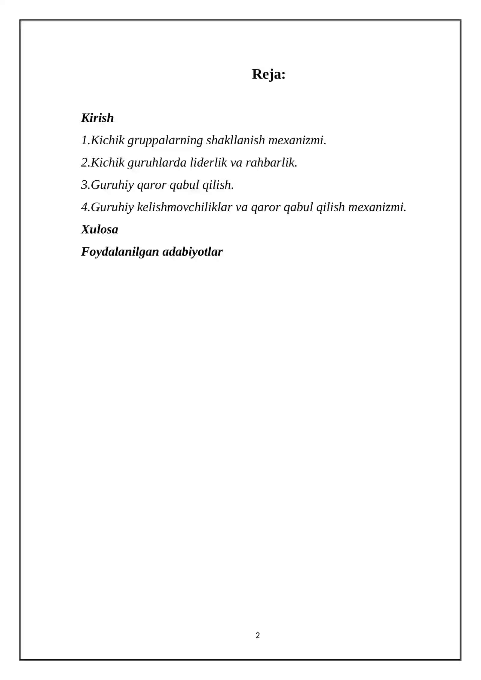 KICHIK NEFORMAL GURUHLAR STRUKTURASI VA DINAMIKASI 2