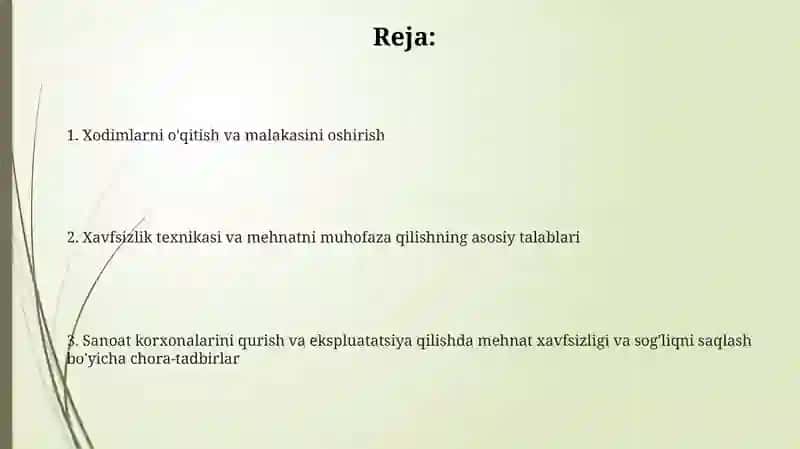Sanoat korxonalarini qurish ishlatishda mehnatni muhofaza qilishga qaratilgan chora tadbirlar 2