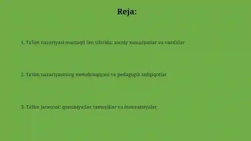 Ta'lim nazariyasi mustaqil fan sifatida 2