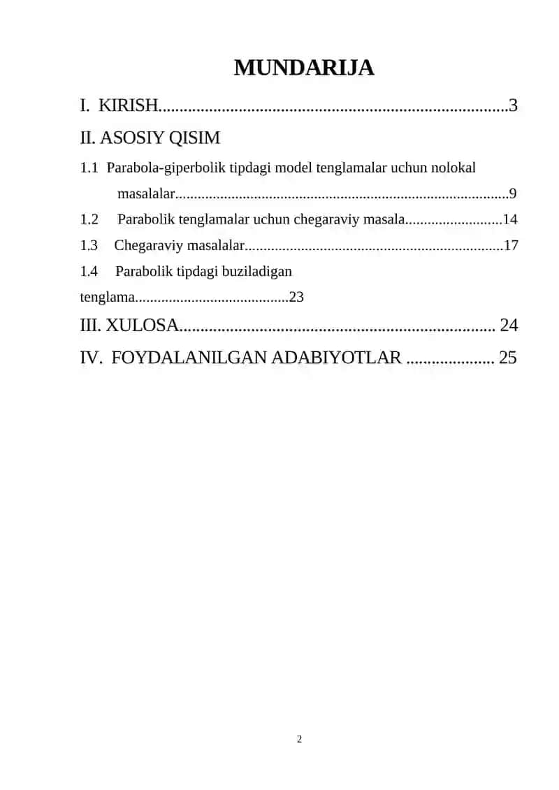 Buzuladigan parabola-giperbolik tenglama uchun chegaraviy masalalar haqida 2