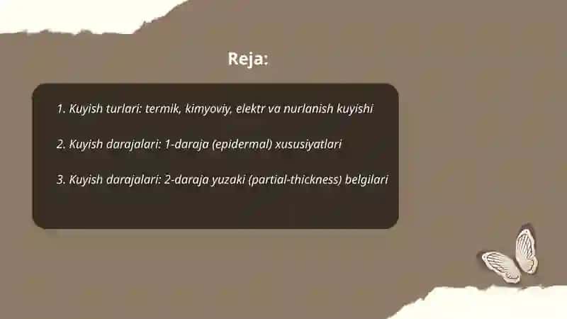 Kuyish tasnifi, darajalari va birinchi yordam algoritmi 2